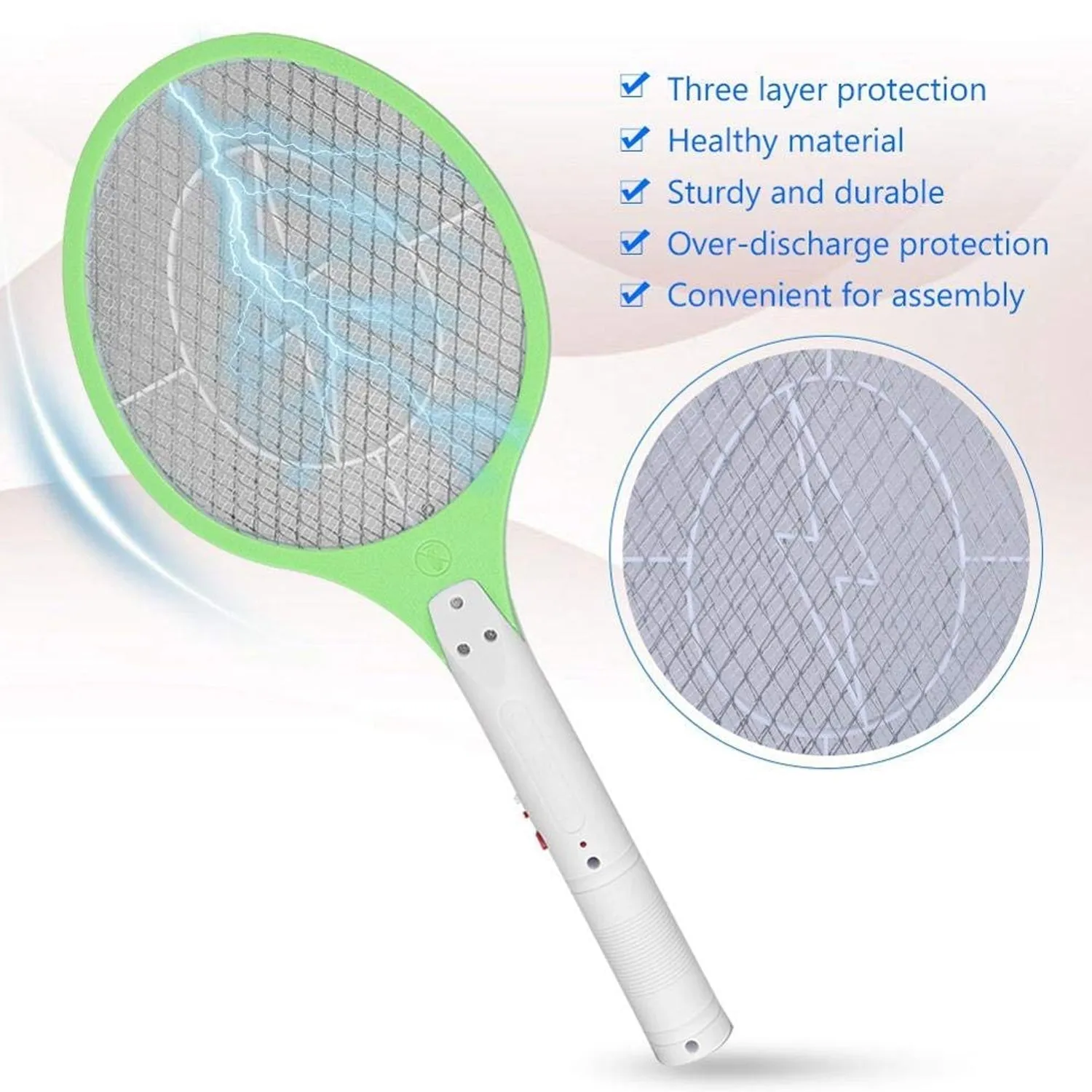 1726 Mosquito Killer Racket Rechargeable Handheld Electric Fly Swatter Mosquito Killer Racket Bat, Electric Insect Killer (Quality Assured) (with Cable)