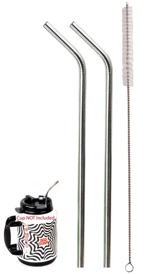 2 Big Gulp 11.5" JUMBO Stainless Steel Straw for 64 oz LONG Drinking Wide Insulated Whirley Travel Mug 7-11 Truck Stop Cup