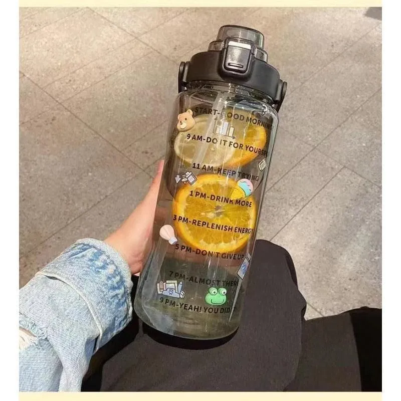 2L Large Plastic Bottle with Motivational Quotes