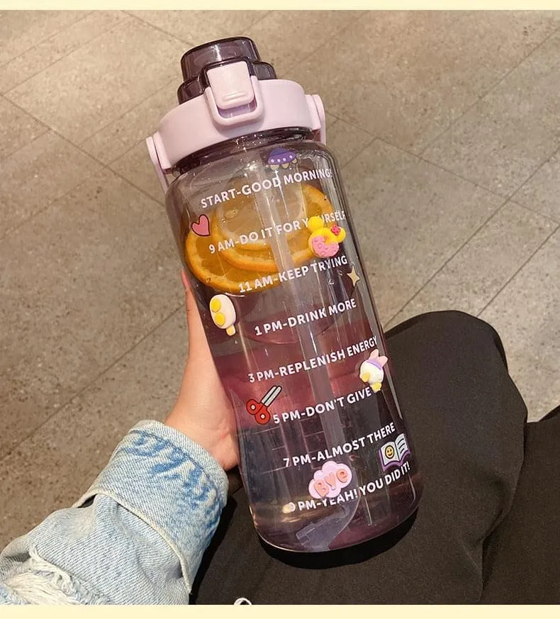 2L Large Plastic Bottle with Motivational Quotes