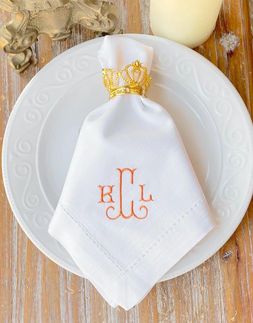 3 Letter Bulk Monogrammed Wedding Napkins, Set of 200, Embroidered Cloth Dinner Napkins