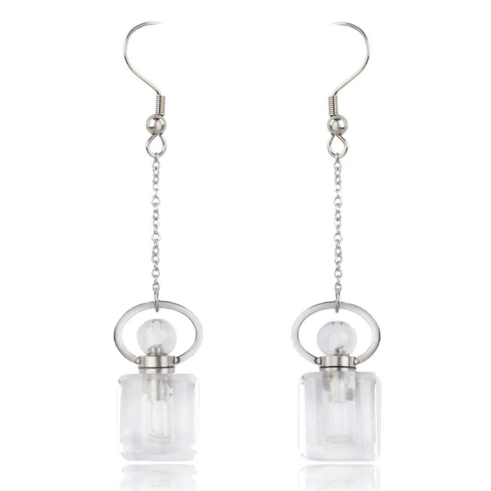 Aguilar Perfume Bottle Silver Drop Earrings