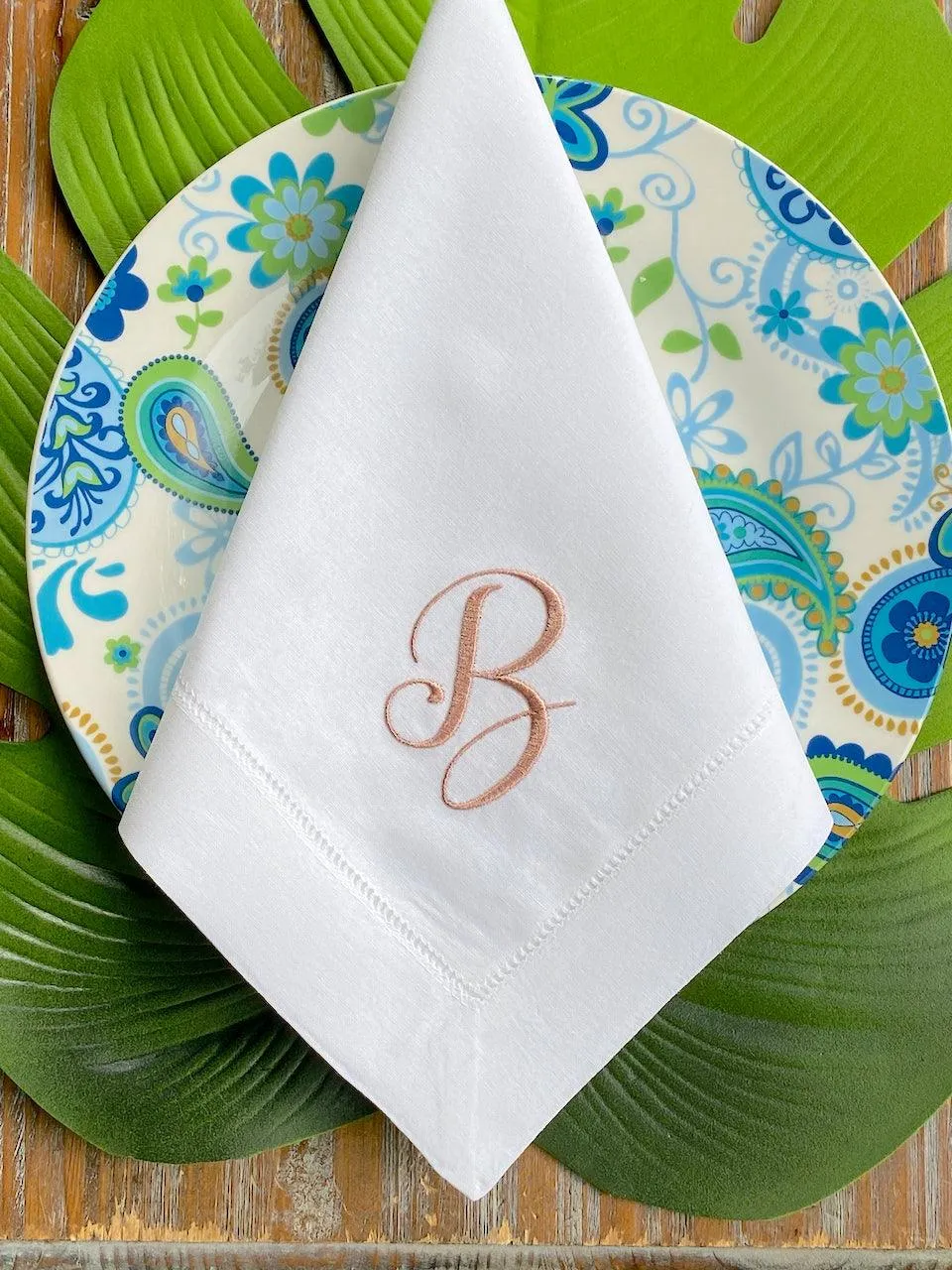 Alessia Monogrammed Cloth Dinner Napkins - Set of 4 napkins