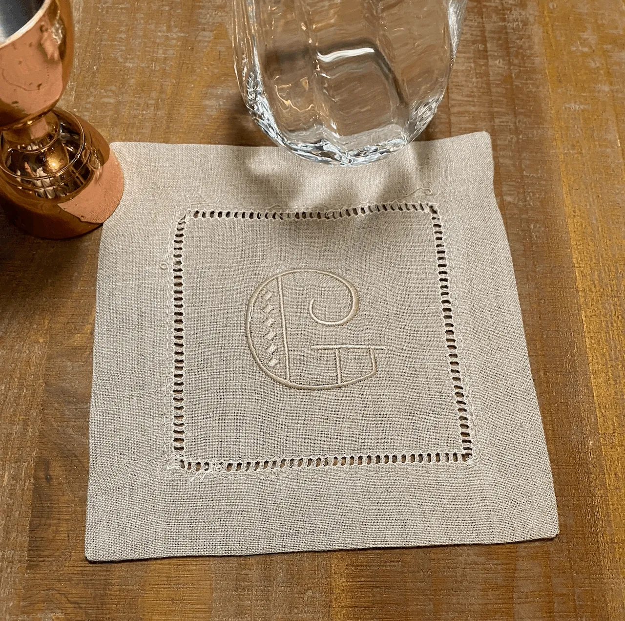 Art Deco Monogrammed Cocktail Napkins, Set of 4