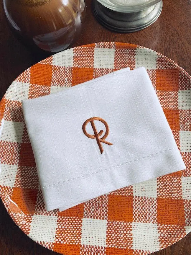 Art Nouveau Monogrammed Embroidered Cloth Napkins - Set of 4 napkins