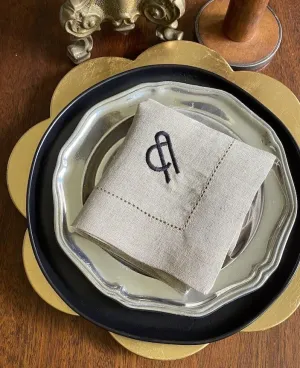 Art Nouveau Monogrammed Embroidered Cloth Napkins - Set of 4 napkins