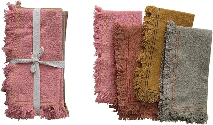 Assorted Cotton Fringe Napkins - 4 pc.