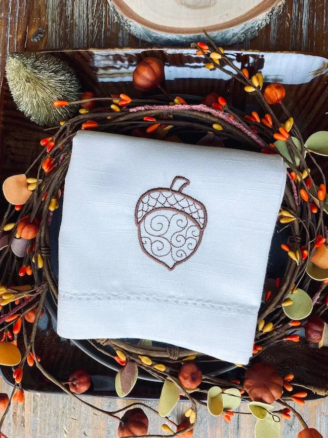 Autumn Acorns Cloth Napkins - Set of 4 napkins