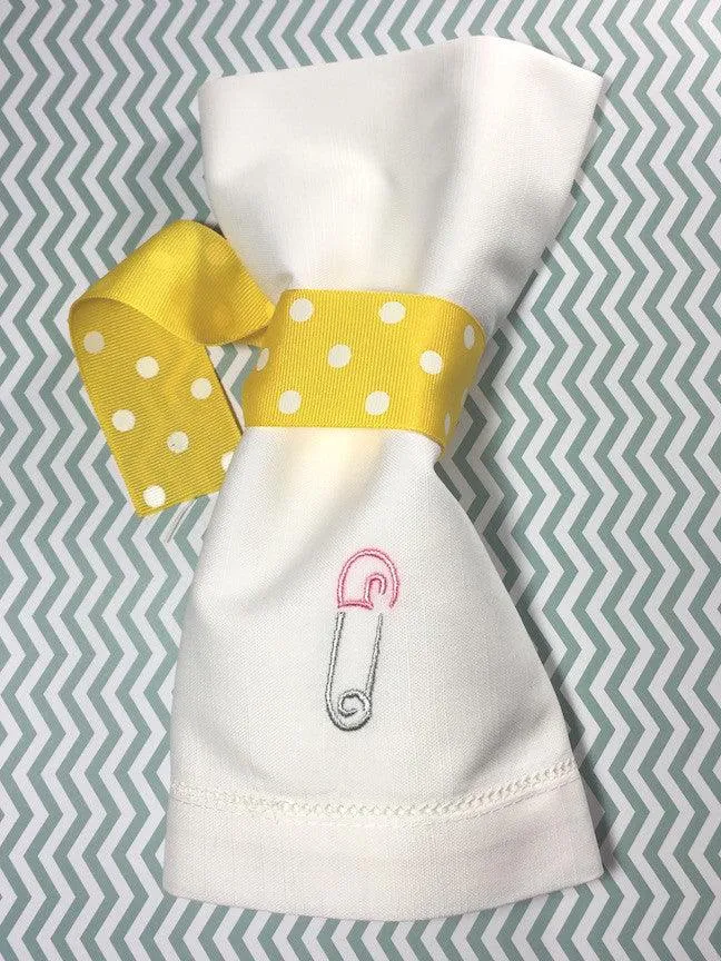 Baby Shower Diaper Pin Napkins - Set of 4 napkins