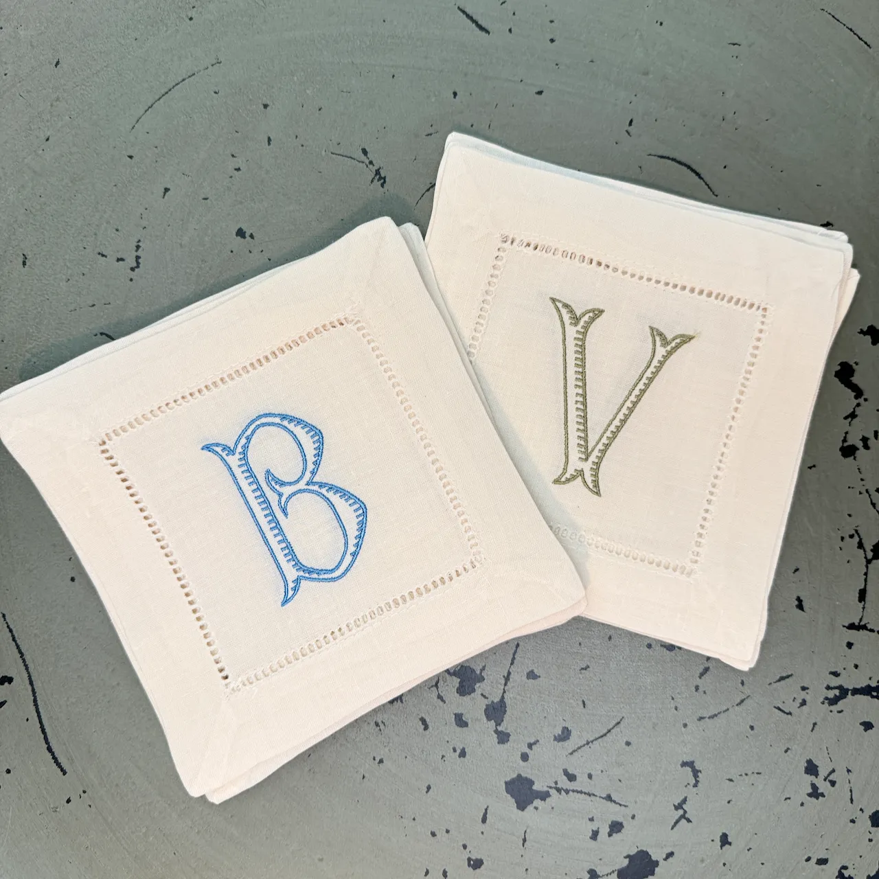 Baroque Monogrammed Cocktail Napkins, Set of 4