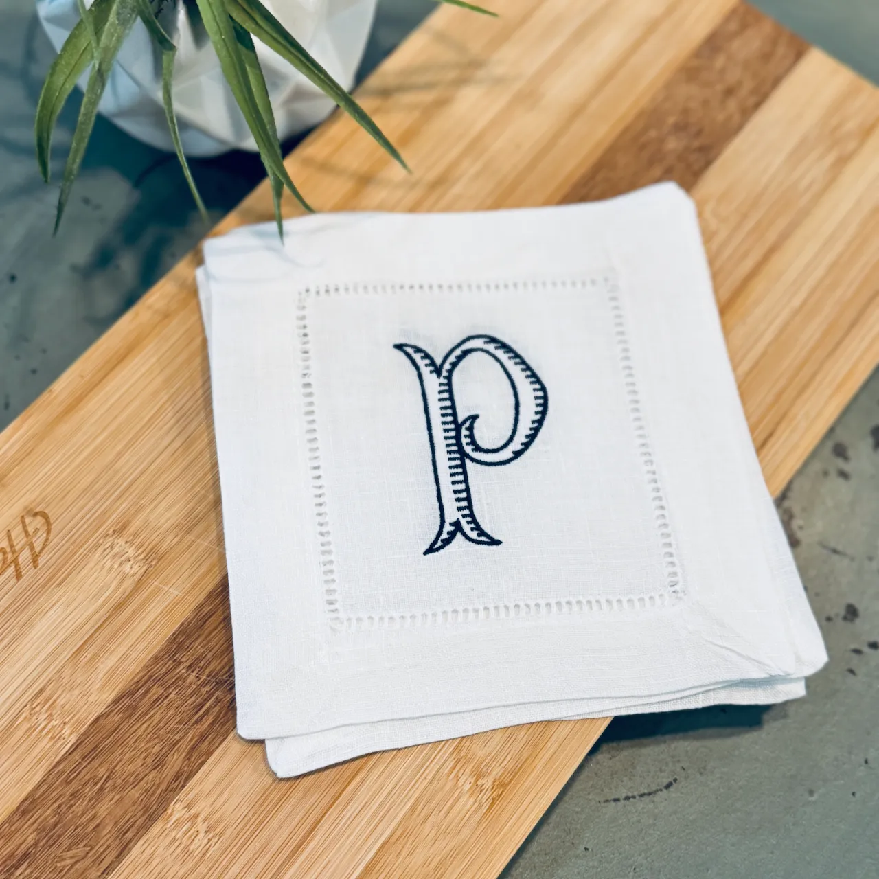 Baroque Monogrammed Cocktail Napkins, Set of 4