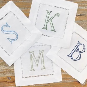 Baroque Monogrammed Cocktail Napkins, Set of 4