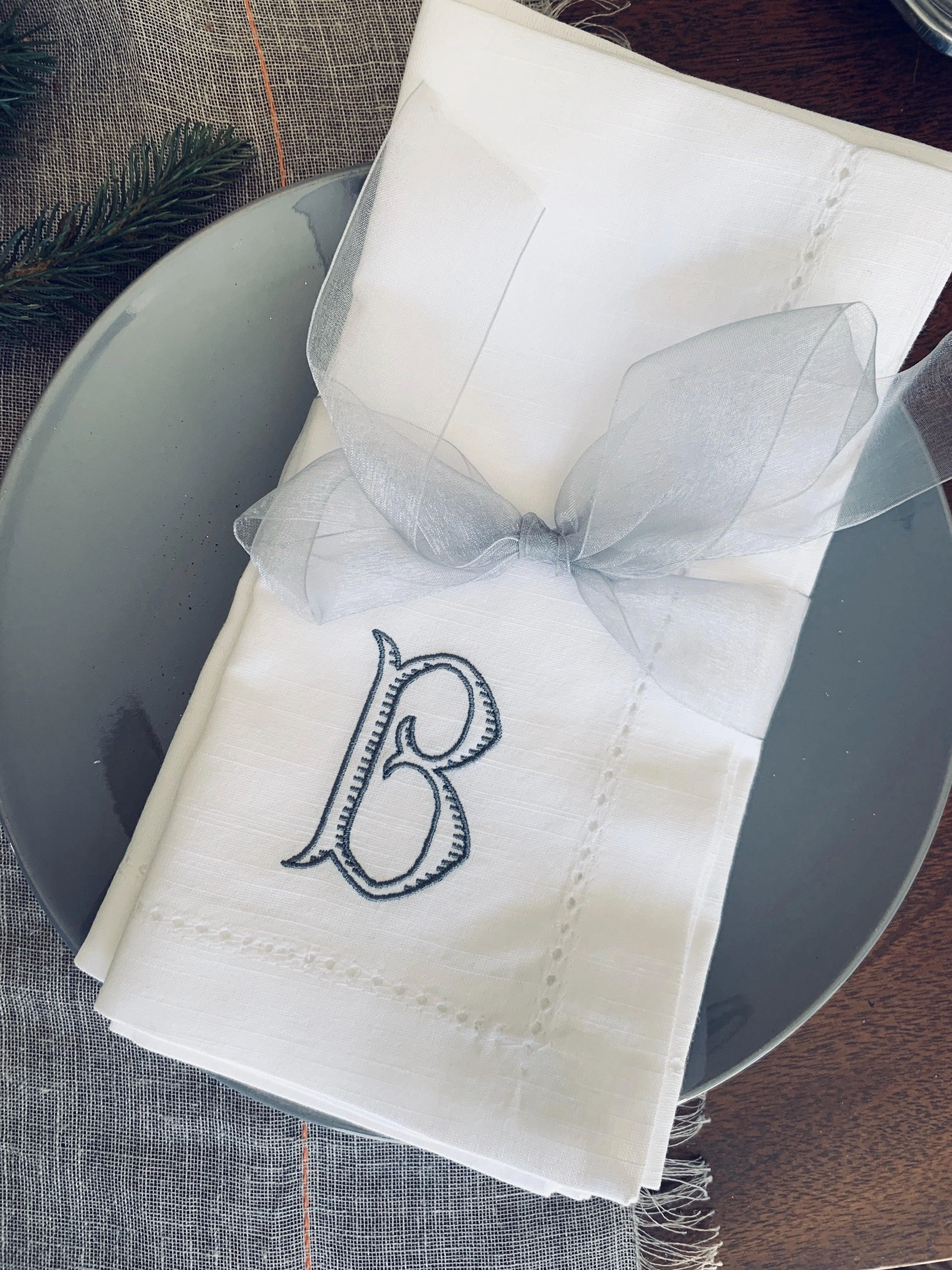 Baroque Monogrammed Embroidered Cloth Napkins