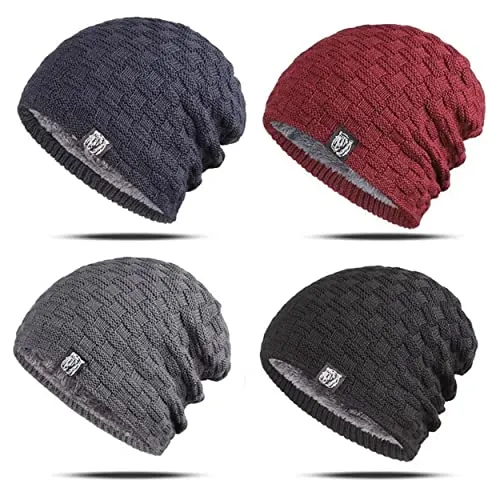 Beanie Camping Gear Must Haves Lined Hat Unisex Slouchy Medium Color Burgundy