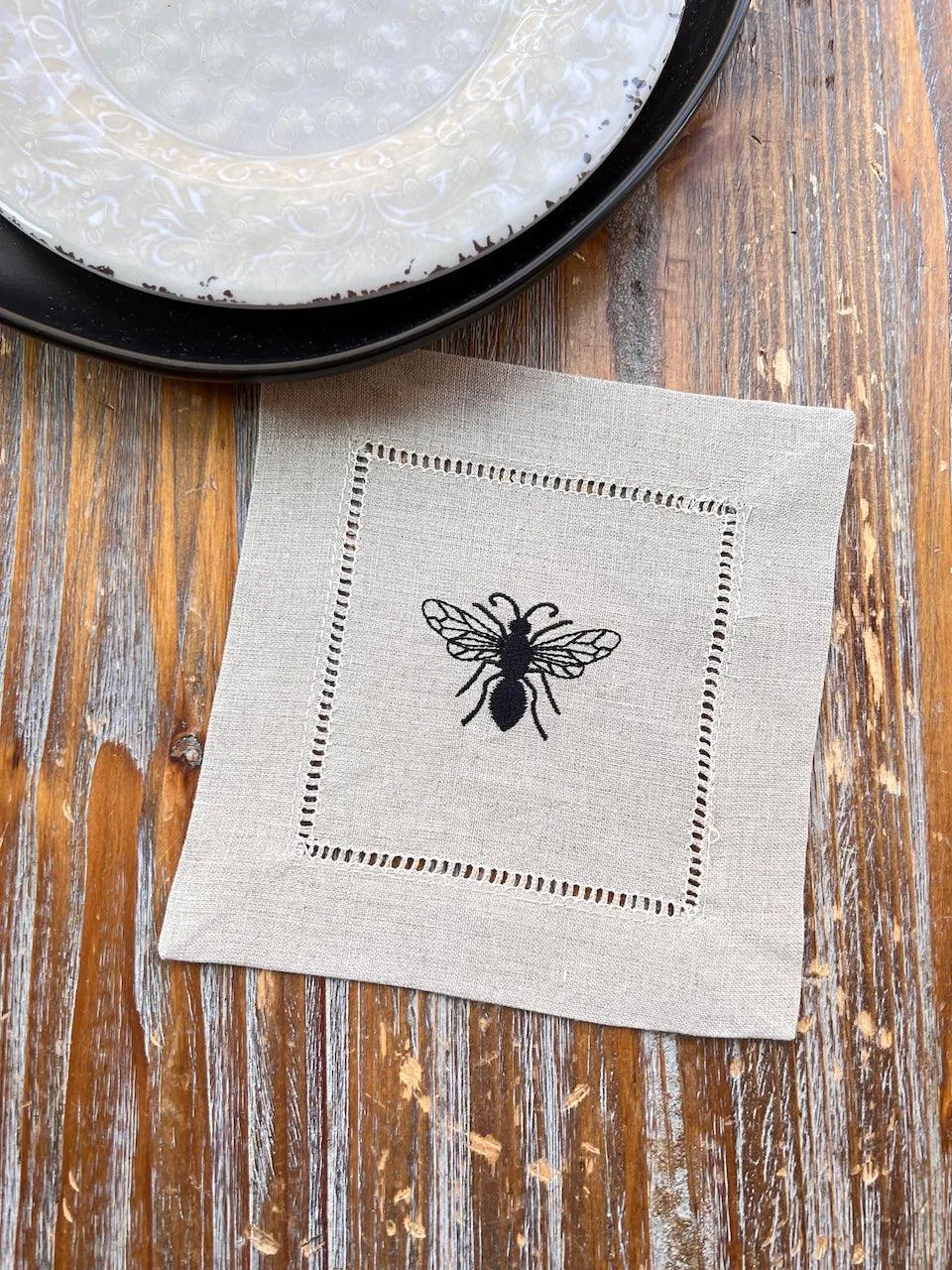 Bee Linen Cocktail Napkins, Set of 4