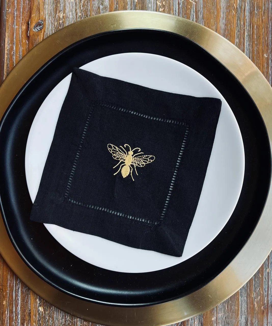 Bee Linen Cocktail Napkins, Set of 4