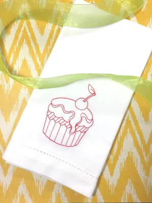 Birthday Cupcake Embroidered Cloth Napkins