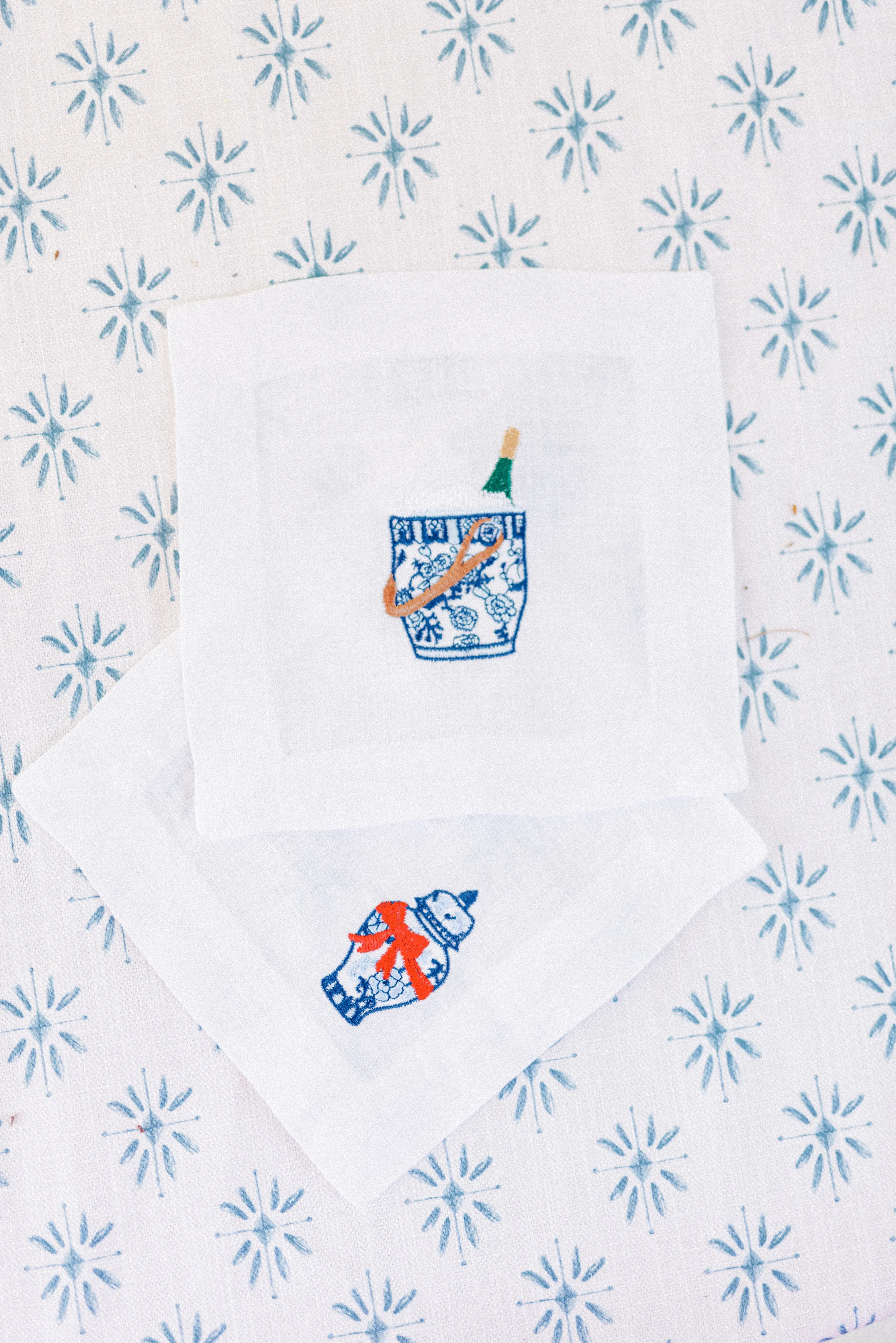 Blue and White Chinoiserie Champagne Bucket Cocktail Napkins