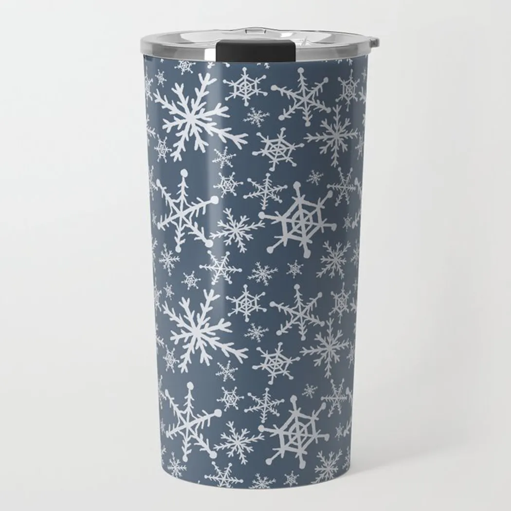 Blue Snowflakes Travel Coffee Mug