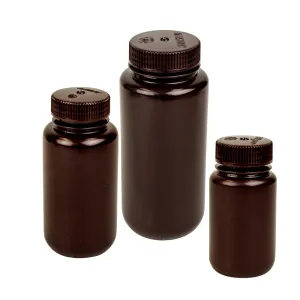 Bottles, Wide Mouth, HDPE, Amber, 125 ml