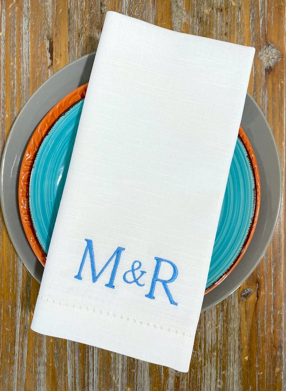 Bulk Ampersand Plus Sign Two Letter Monogrammed Cloth Napkins, Set of 25