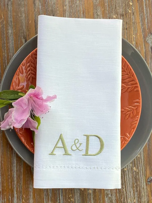 Bulk Ampersand Plus Sign Two Letter Monogrammed Cloth Napkins, Set of 25