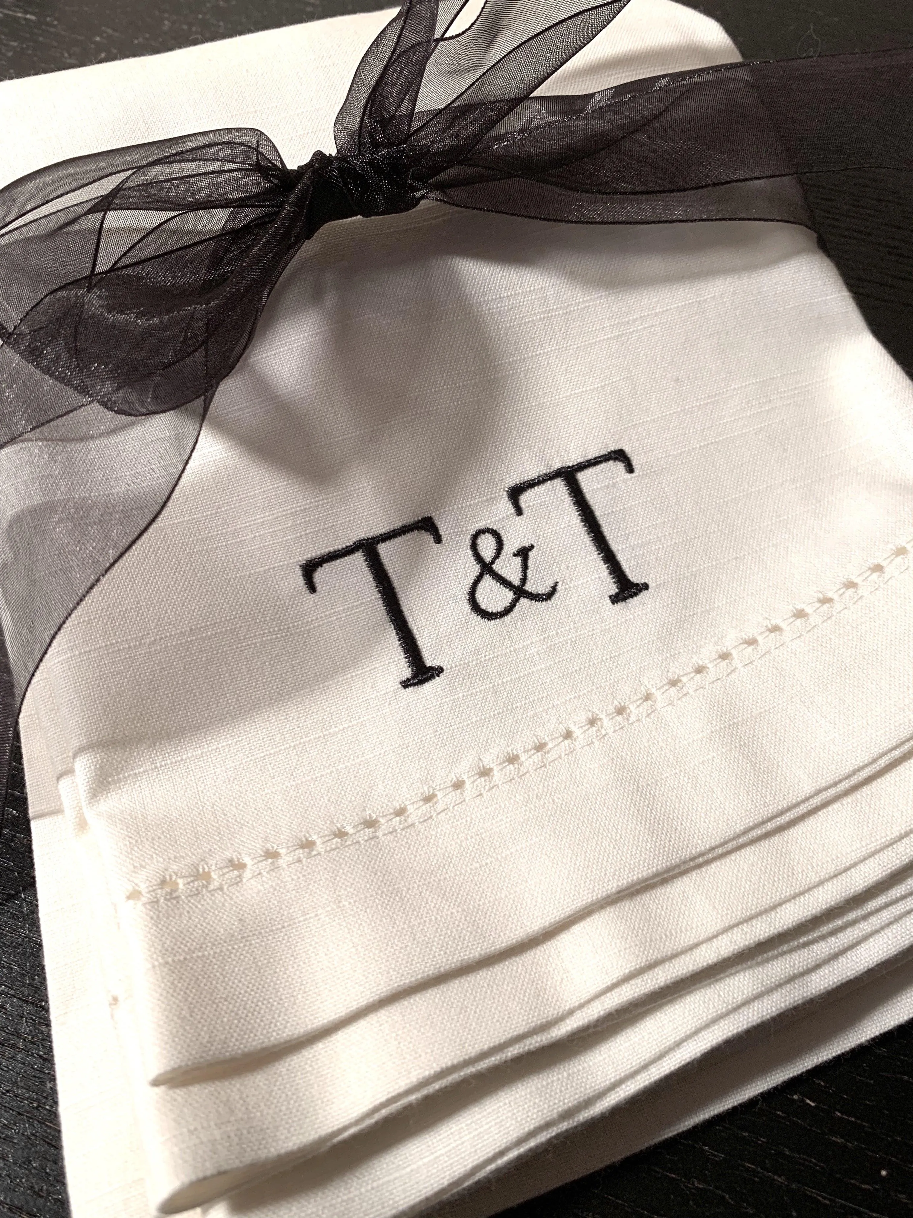 Bulk Ampersand Plus Sign Two Letter Monogrammed Cloth Napkins, Set of 25