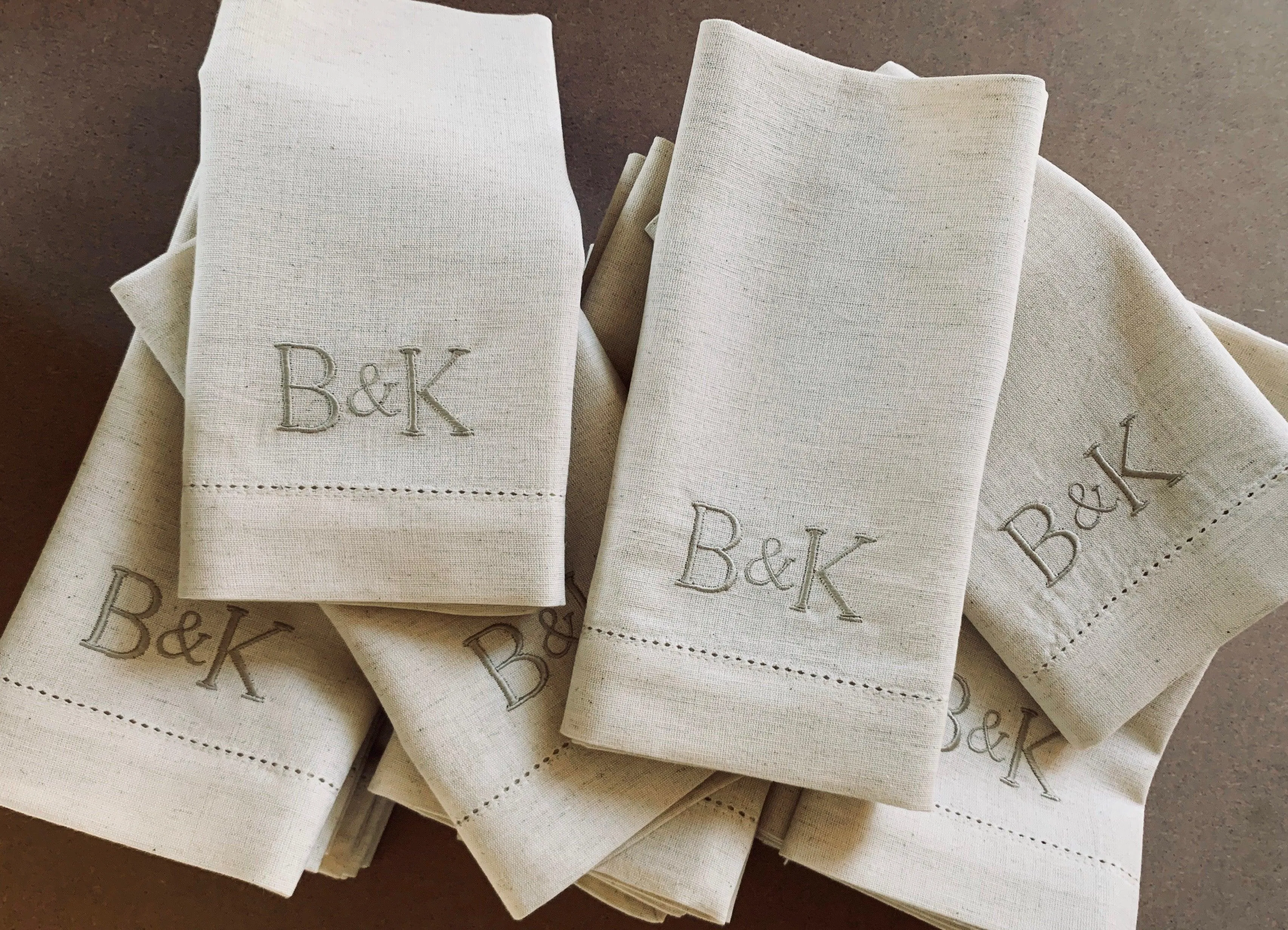 Bulk Ampersand Plus Sign Two Letter Monogrammed Cloth Napkins, Set of 25