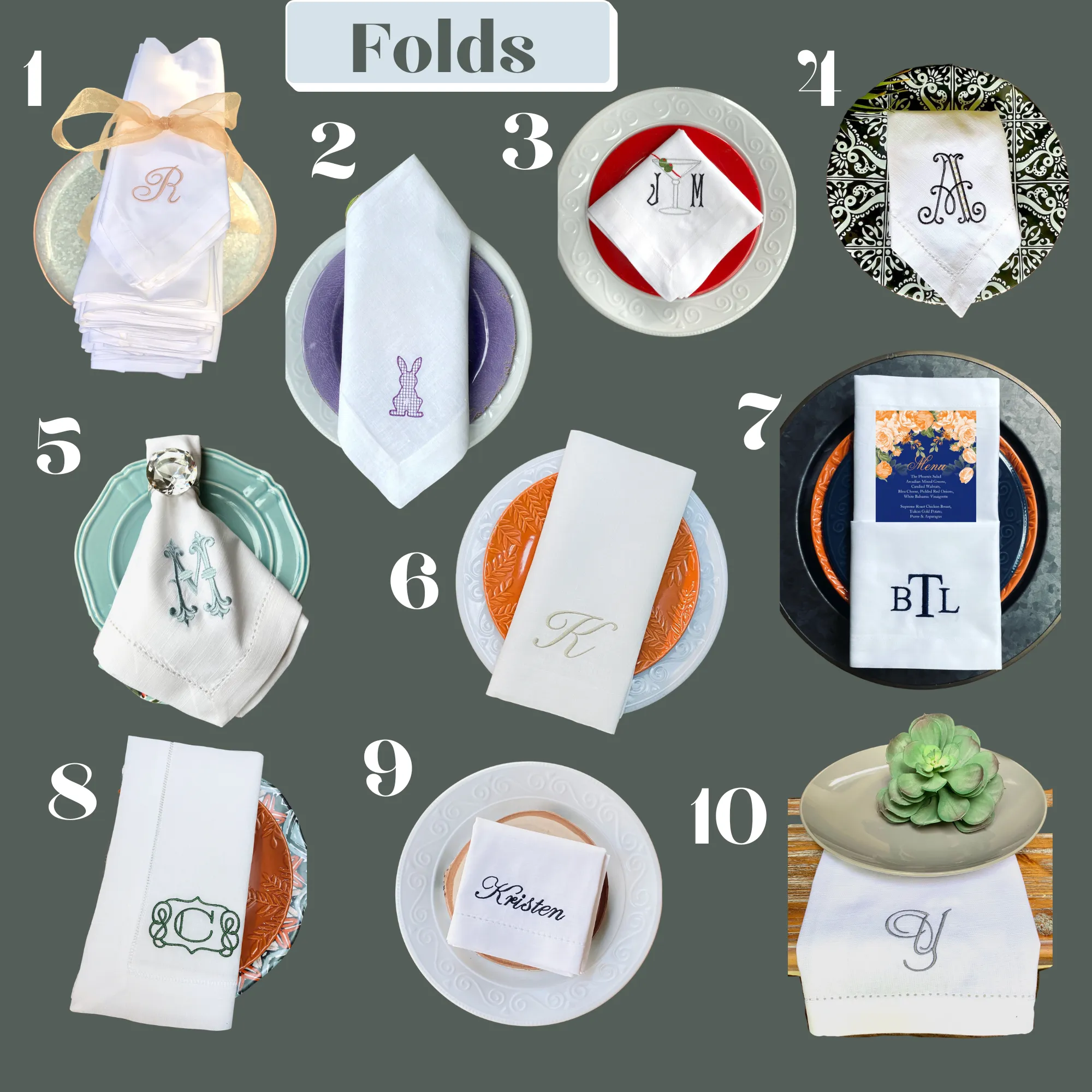 Bulk Two Initial Script Monogrammed Cloth Napkins - Set of 50