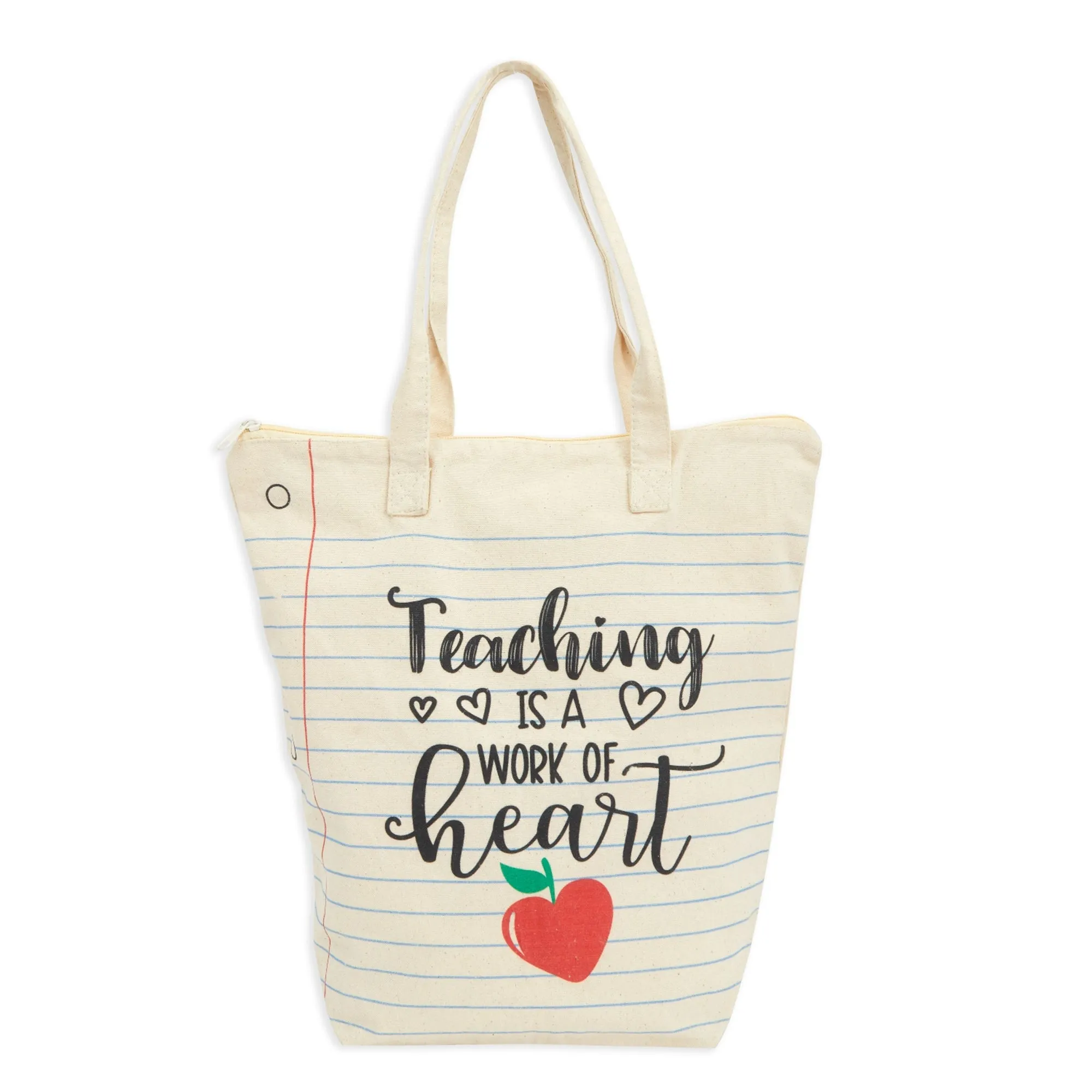 Canvas Tote Bag for Teacher Appreciation Gifts, Teaching is a Work of Heart (14.5 x 15 x 6 In)