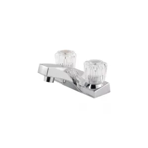 Centerset Two-Handle Acrylic Knob Bathroom Faucet in Polished Chrome