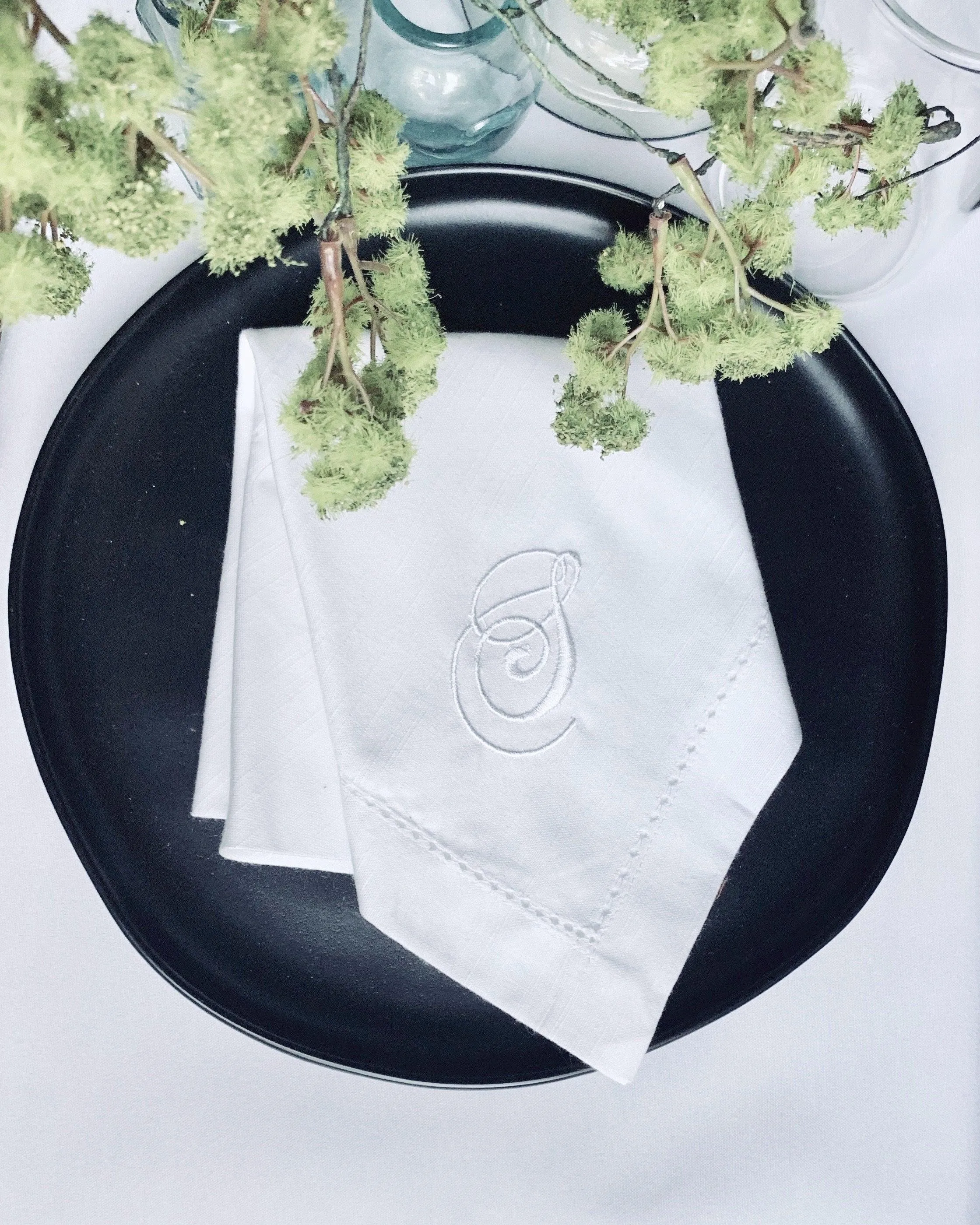 Chopin Monogrammed Embroidered Cloth Dinner Napkins - Set of 4 napkins