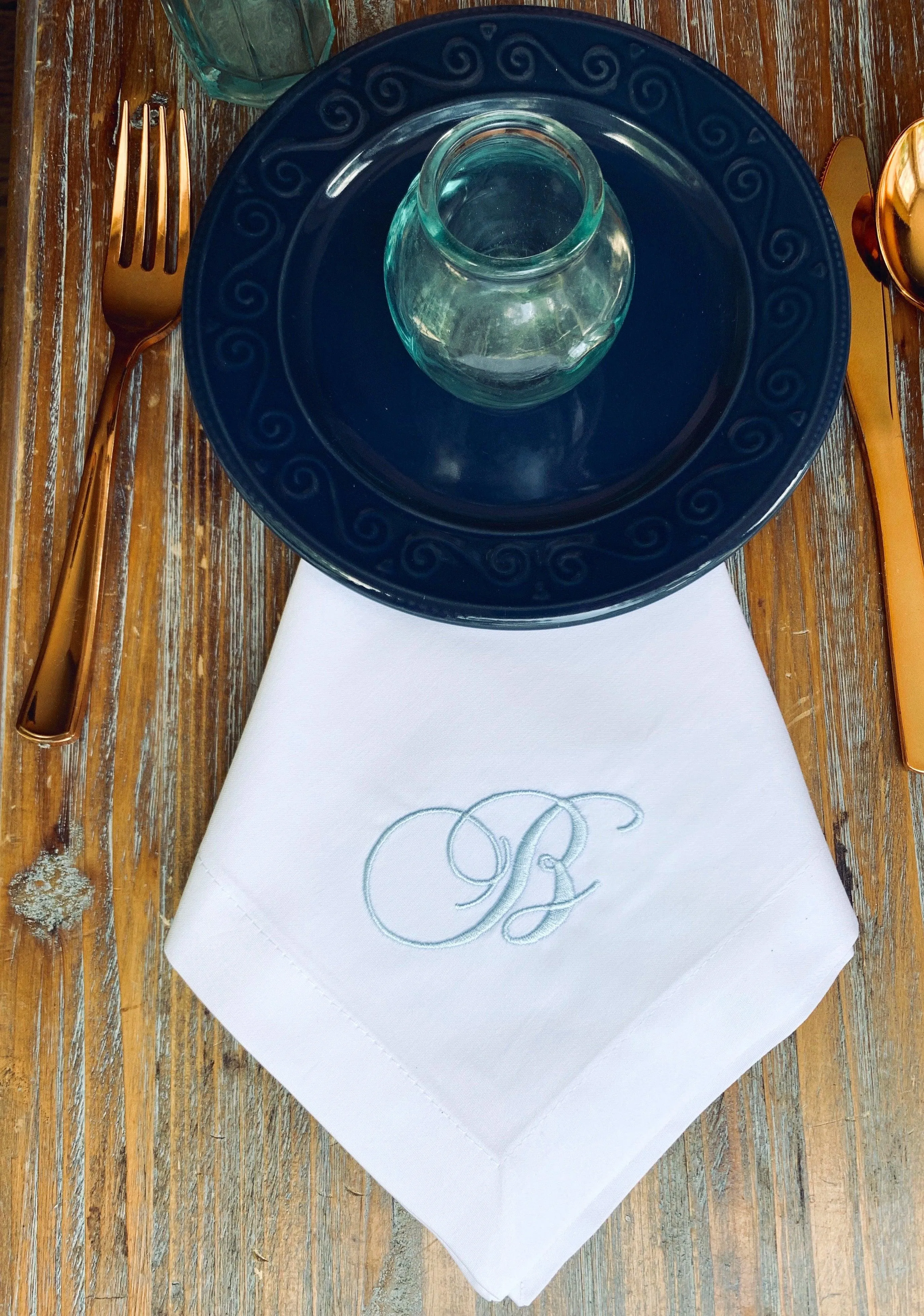 Chopin Monogrammed Embroidered Cloth Dinner Napkins - Set of 4 napkins