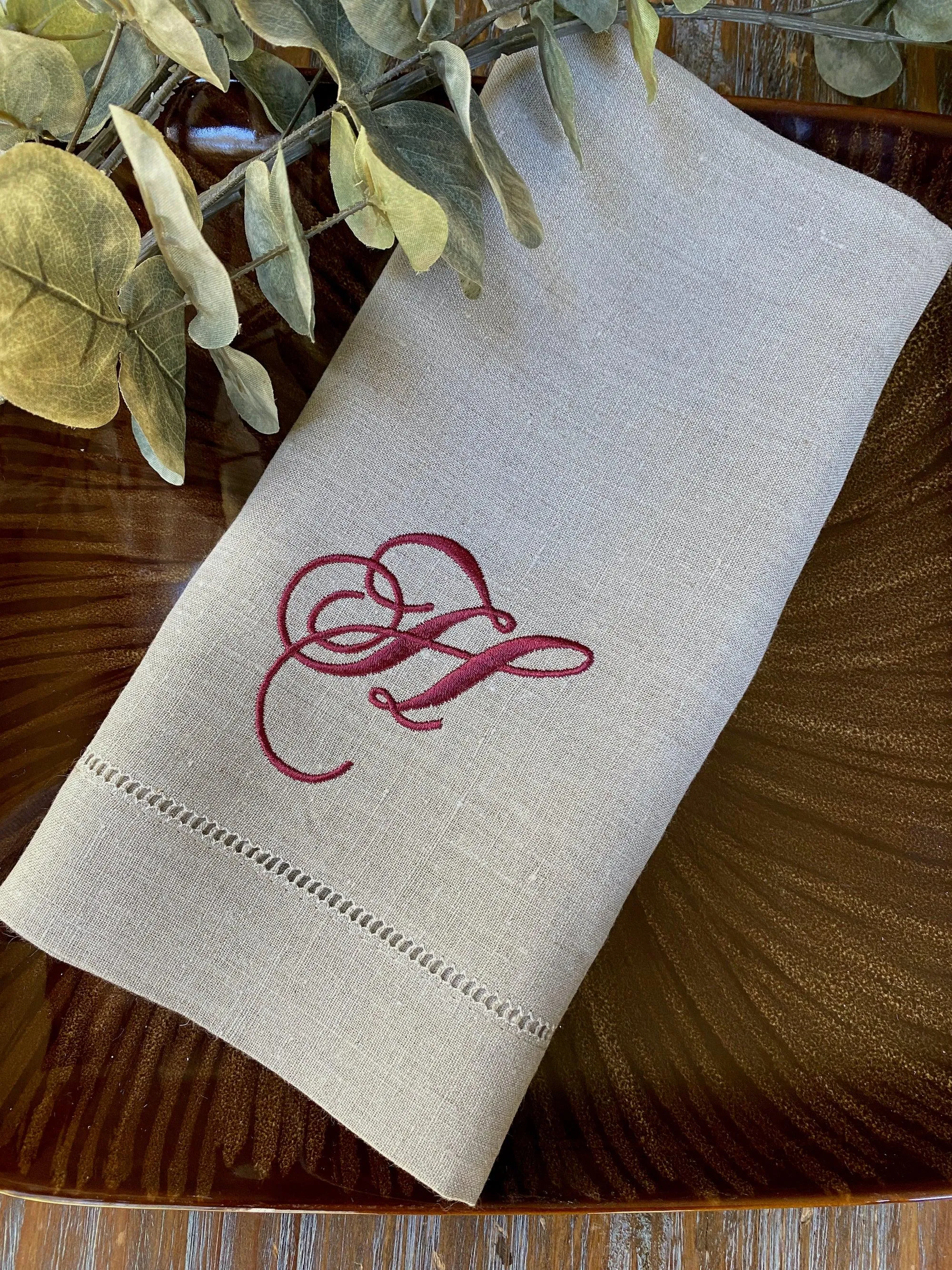 Chopin Monogrammed Embroidered Cloth Dinner Napkins - Set of 4 napkins