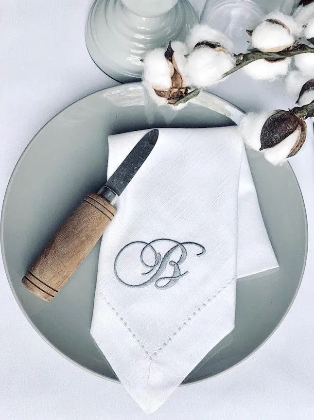 Chopin Monogrammed Embroidered Cloth Dinner Napkins - Set of 4 napkins