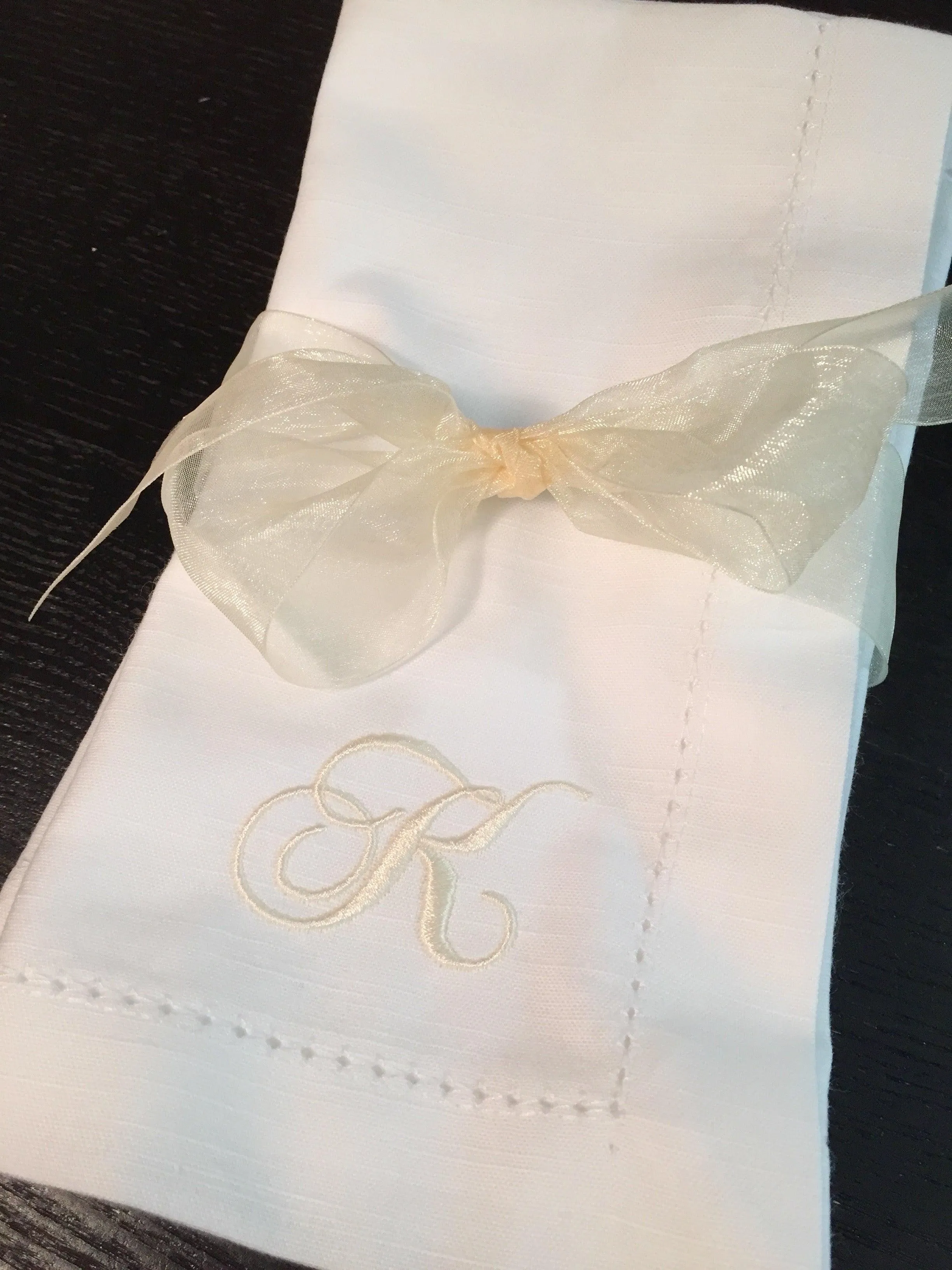 Chopin Monogrammed Embroidered Cloth Dinner Napkins - Set of 4 napkins