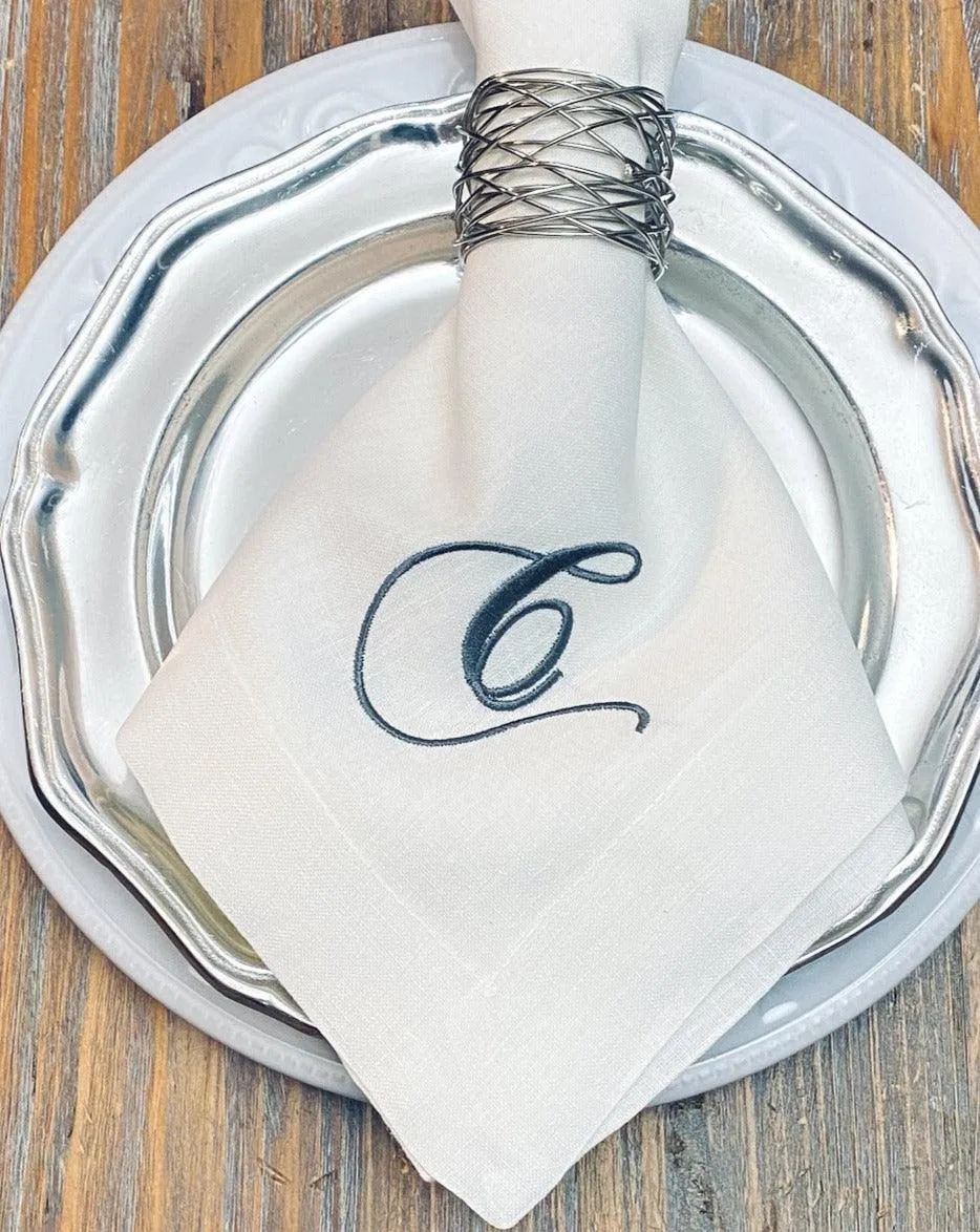 Chopin Monogrammed Embroidered Cloth Dinner Napkins - Set of 4 napkins