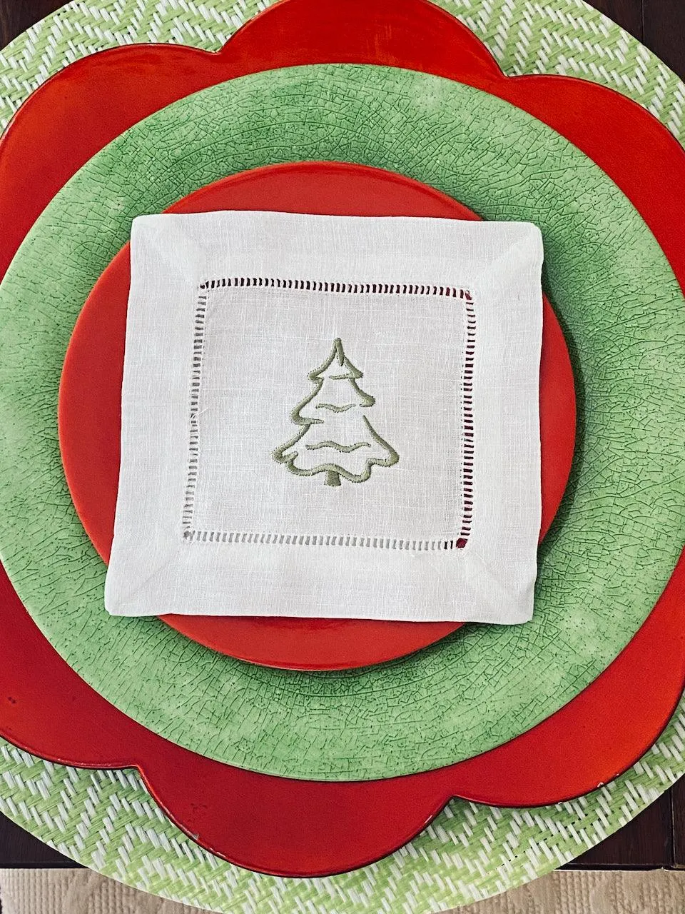 Christmas Tree Cloth Cocktail Napkins, Set of 4