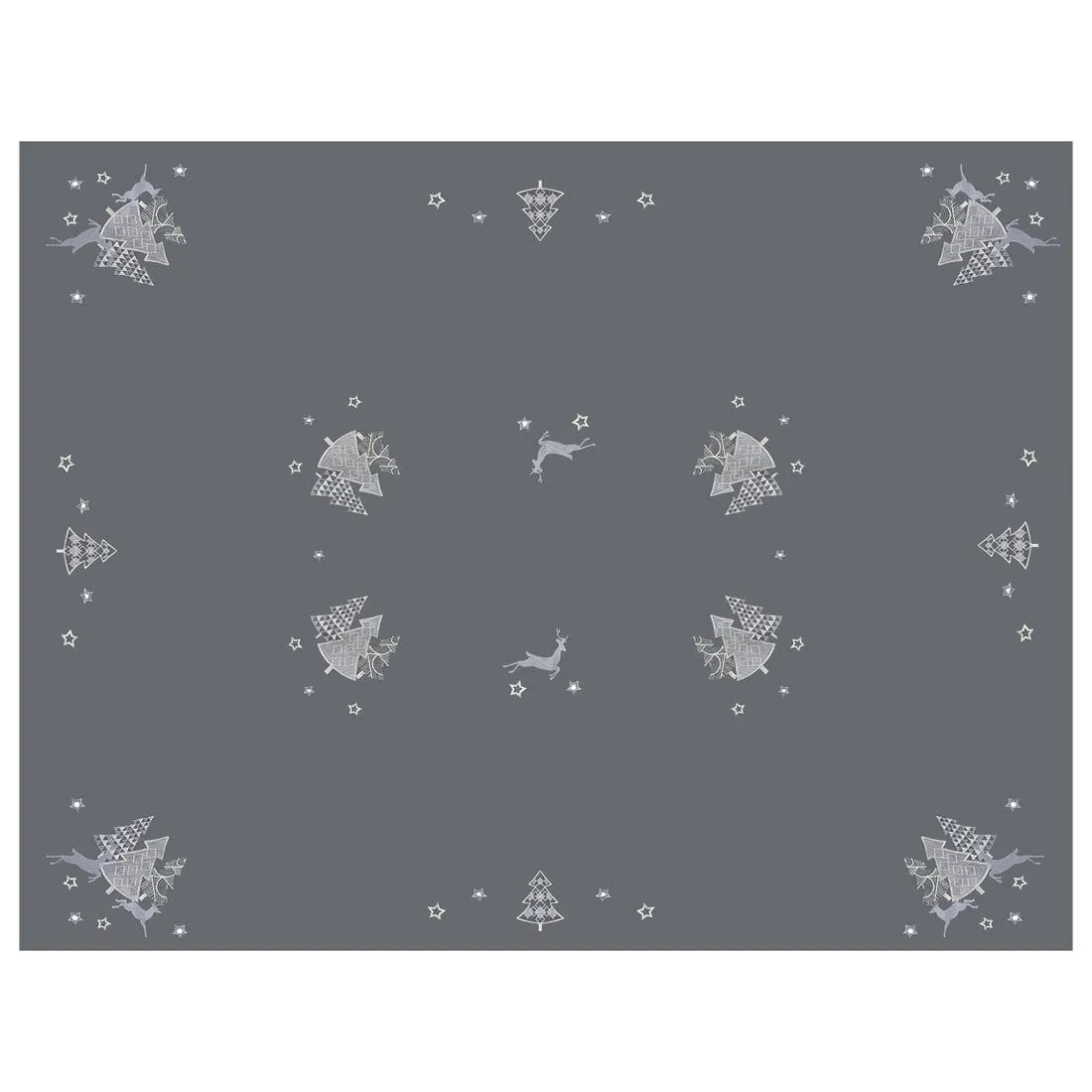 Christmas Tree Tablecloths Napkins Grey Fabric Embroidered