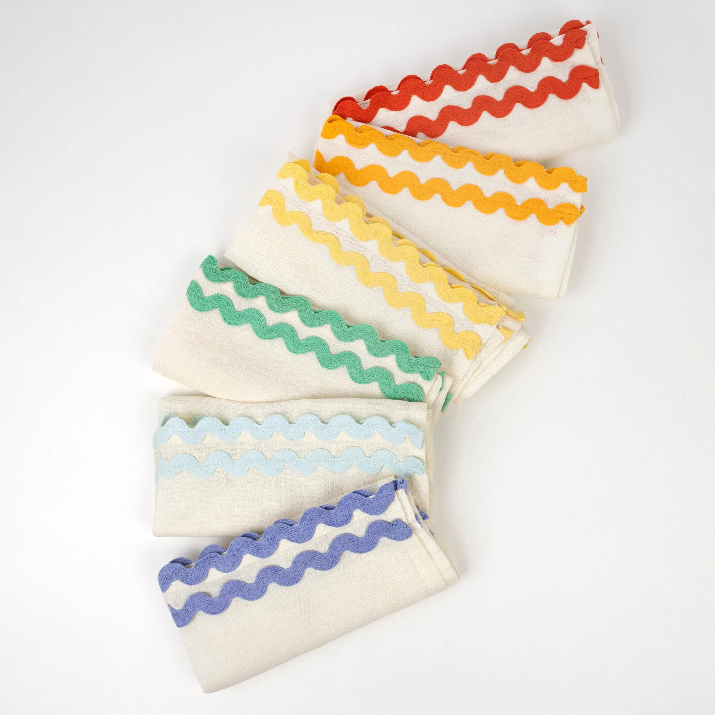 Colourful Ricrac Fabric Napkins (x 6)