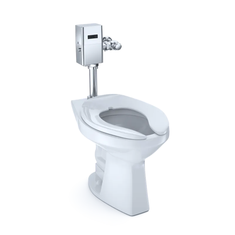 Commercial Elongated Floor Mount Toilet Bowl in Cotton White - ADA Compliant