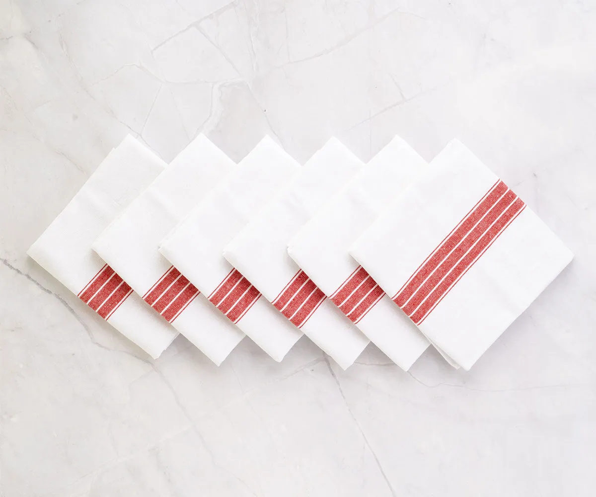 Cotton Napkins Set of 6 - Striped Napkins