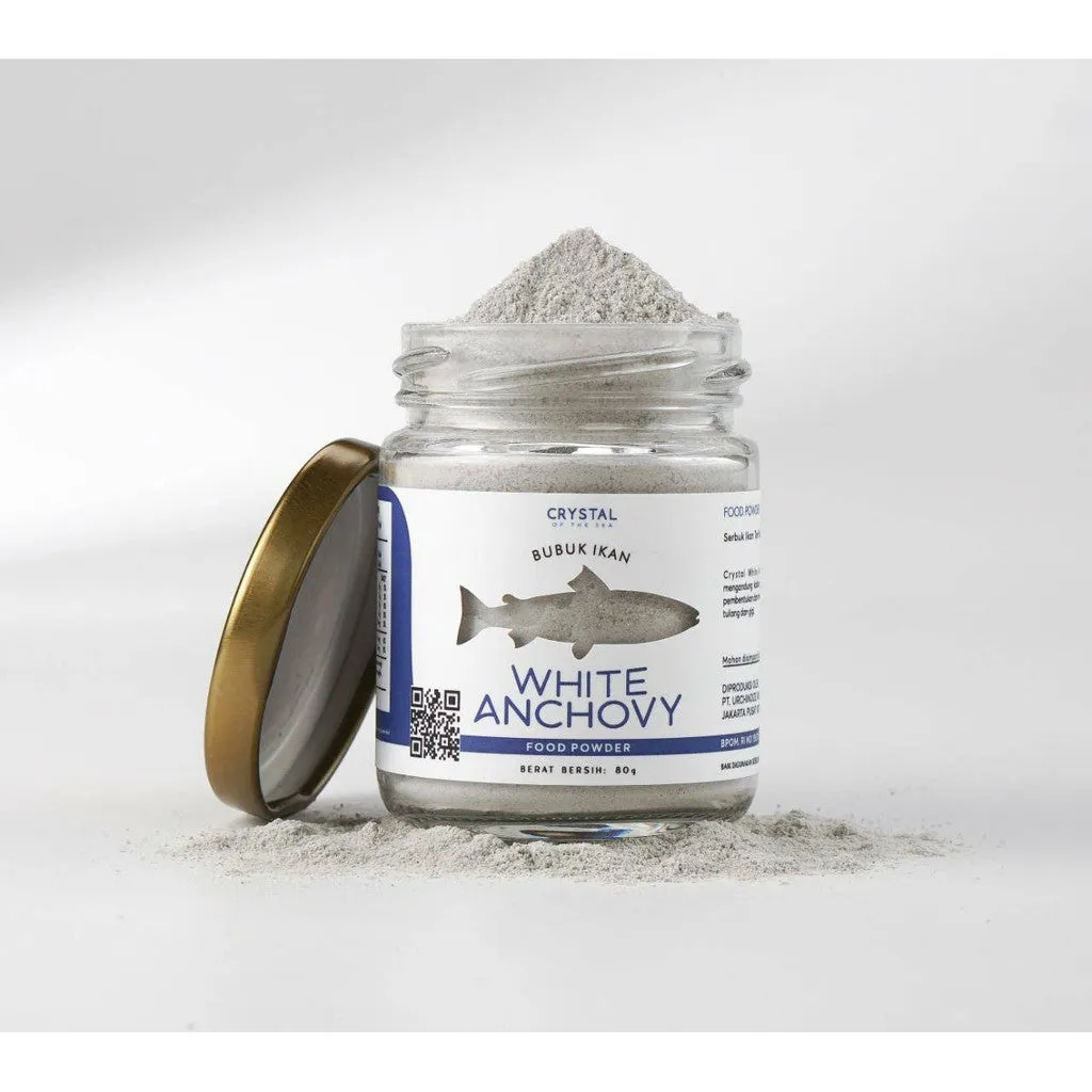 Crystal of the Sea 80 GR White Anchovy / Whitebait Food Powder / 100% Natural Ingredients / High Omega 3 (DHA) Calcium