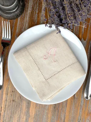 Curly Monogrammed Embroidered Cloth Napkins - Set of 4 napkins