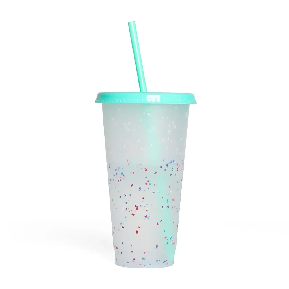 Custom Color Changing Reusable Magic Plastic Tumbler Mugs with Lid