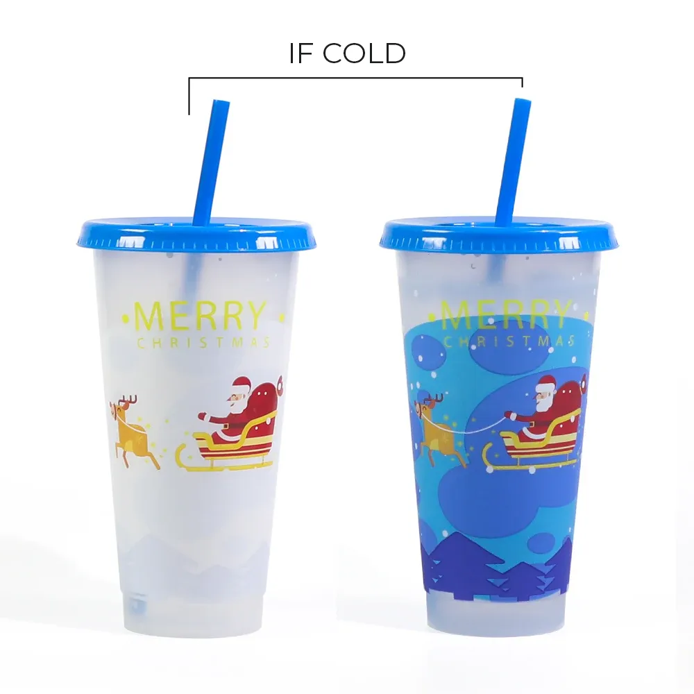 Custom Color Changing Reusable Magic Plastic Tumbler Mugs with Lid