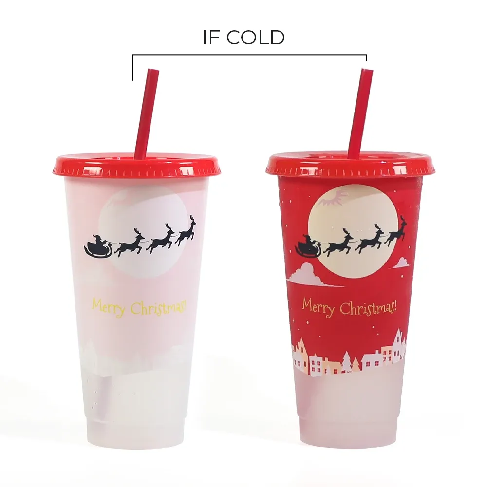 Custom Color Changing Reusable Magic Plastic Tumbler Mugs with Lid