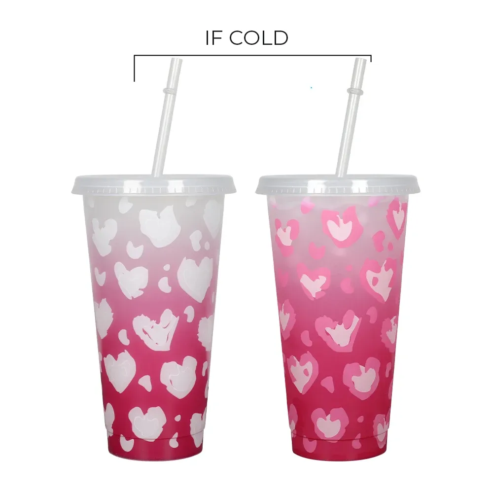 Custom Color Changing Reusable Magic Plastic Tumbler Mugs with Lid