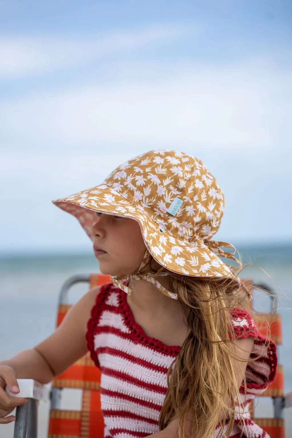 Daisy Chain Wide Brim Reversible Sunhat