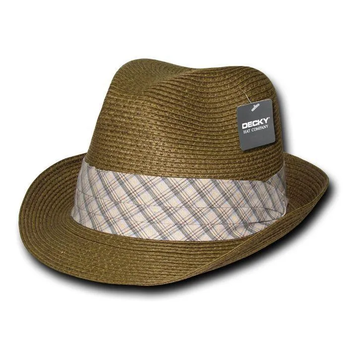 Decky Paper Braid Woven Fedoras Trilby Panama Fashion Hats Caps